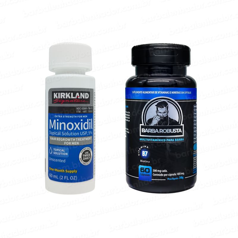 Minoxidil Kirkland 5% + Barba Robusta Acelerador de Resultados