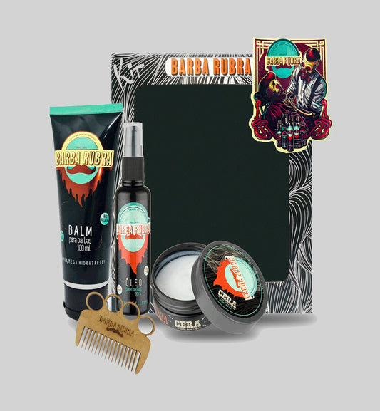 Kit Cinza - Balm, Óleo, Cera e Pente - BARBA LENHADOR
