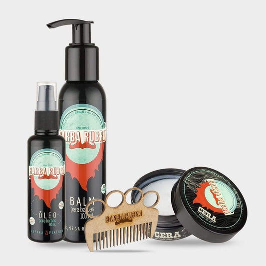 Kit Cinza - Balm, Óleo, Cera e Pente - BARBA LENHADOR