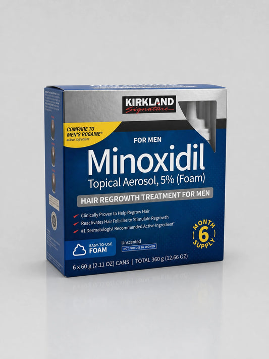 Caixa Minoxidil Kirkland Foam 5% com 6 latas 360g