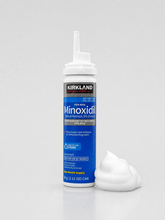 1 Frasco Minoxidil Kirkland 5% (FOAM) em Espuma | Tratamento para Barba e Cabelo - BARBA LENHADOR