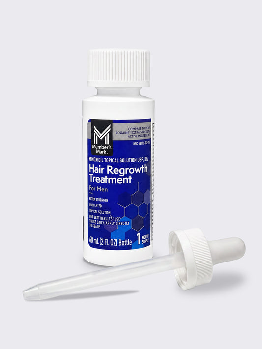 3 Frascos Minoxidil Member's Mark 5% LÍquido | Tratamento para Barba e Cabelo