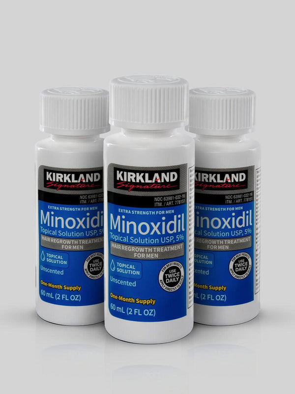 Kit Minoxidil 5% com 3 frascos para barba e cabelo