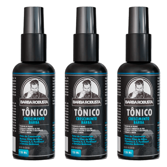 Kit c/ 3 Tônicos para Crescimento e Redução de Queda da Barba e do Cabelo (6 Meses de Uso) - BARBA LENHADOR