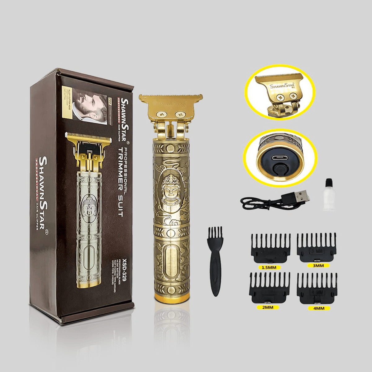 Maquina de Acabamento Dourada Buda - PROFISSIONAL – BARBA LENHADOR