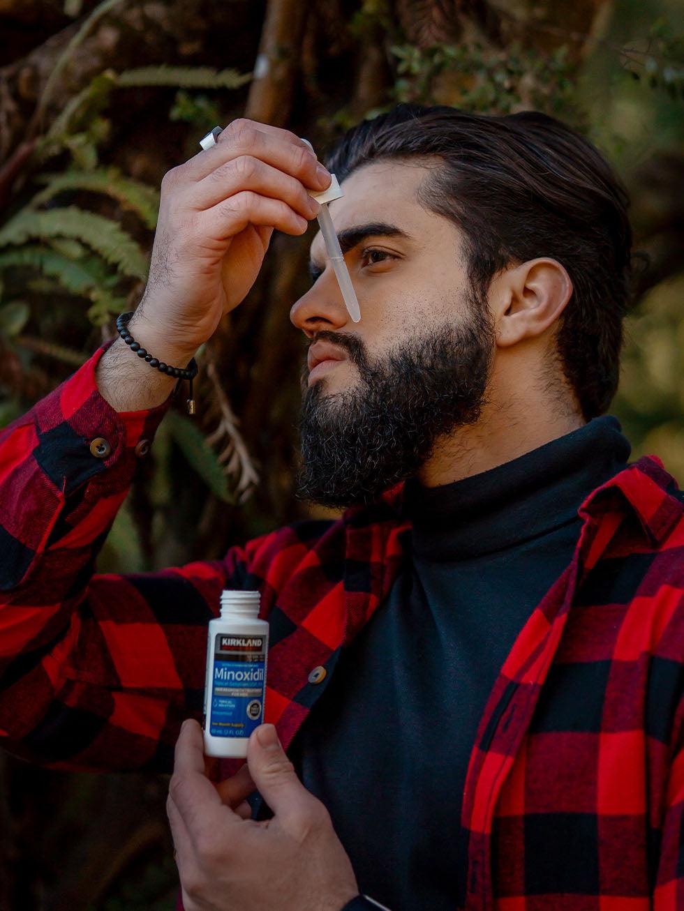 Minoxidil Kirkland - 1 Frasco + Conta Gotas - BARBA LENHADOR