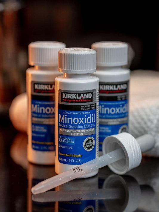 Minoxidil Kirkland 5% - 3 Frascos + Conta Gotas - BARBA LENHADOR