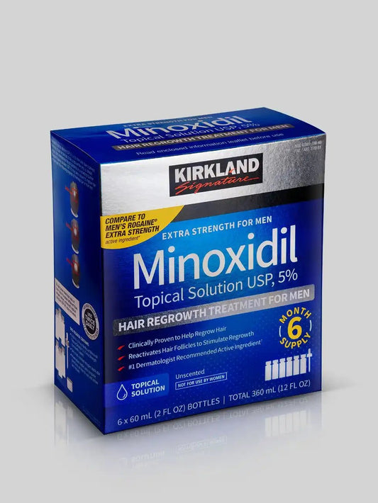 Minoxidil Kirkland - 6 Frascos (CAIXA FECHADA) 5% - BARBA LENHADOR