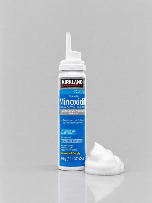 Minoxidil Kirkland Foam 5% – Caixa 6 Latas 360g - BARBA LENHADOR