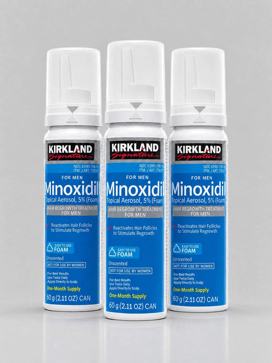 Minoxidil Kirkland Foam 5% - Kit 3 Latas 180g