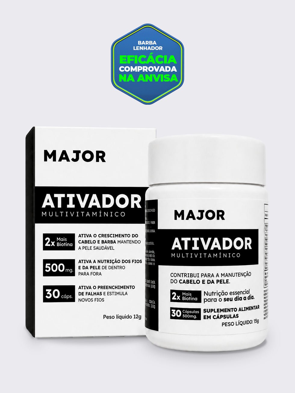 Multivitamínico Ativador MAJOR – Crescimento de Barba e Cabelo - BARBA LENHADOR