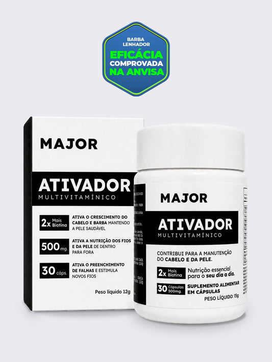 Multivitamínico Ativador MAJOR – Crescimento de Barba e Cabelo - BARBA LENHADOR