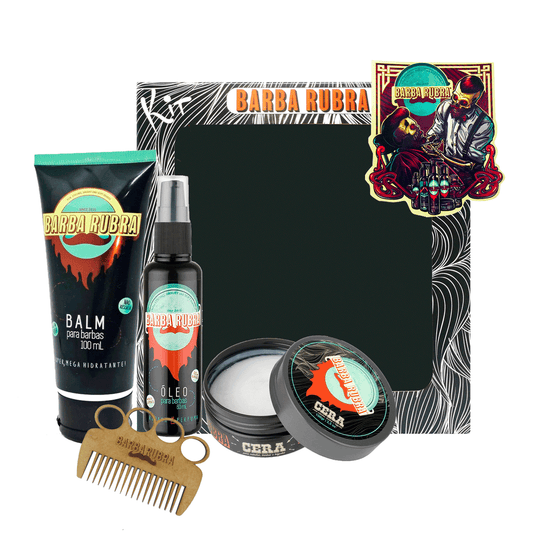 Kit Cinza - Balm, Óleo, Cera e Pente - BARBA LENHADOR