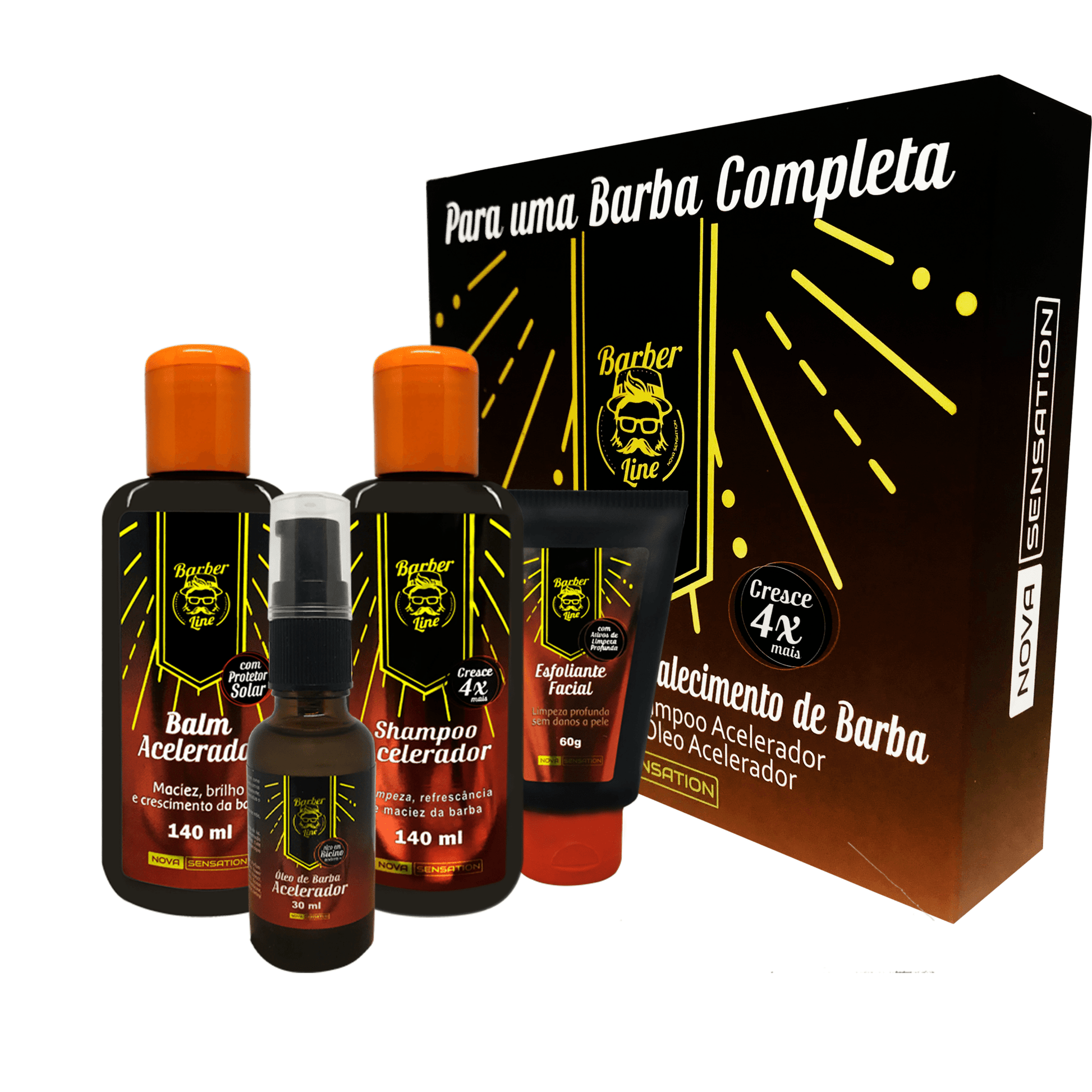 Kit Completo Para Crescimento de Barba - Barber Line - BARBA LENHADOR
