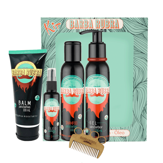 Kit Verde - Shampoo, Balm, Gel, Óleo e Pente - BARBA LENHADOR